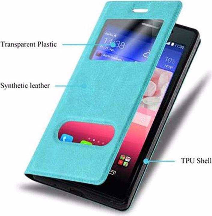 Actual product image Cadorabo Book with View double window cover (Huawei Ascend P7)
