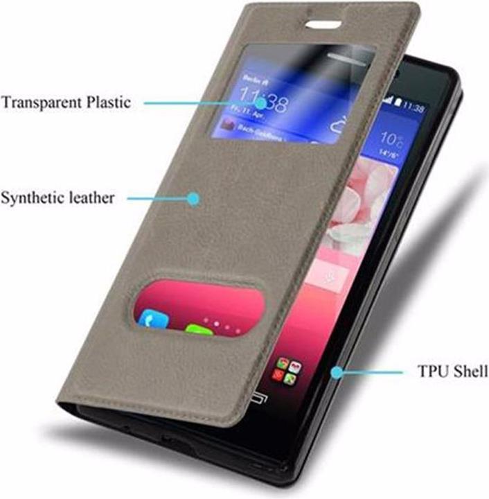 Produktbild Cadorabo Book mit View Doppelfenster Cover (Huawei Ascend P7)