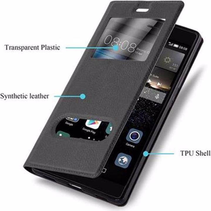 Actual product image Cadorabo Book with View double window cover (Huawei P8)