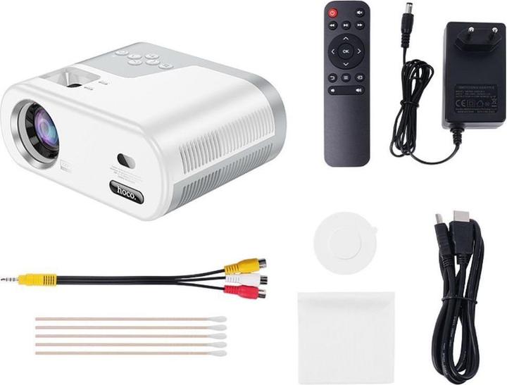 Actual product image Hoco Headphone with microphone projector with Android software Wi-Fi Bluetooth 720P DT2 white (HD ready, 140 lm)