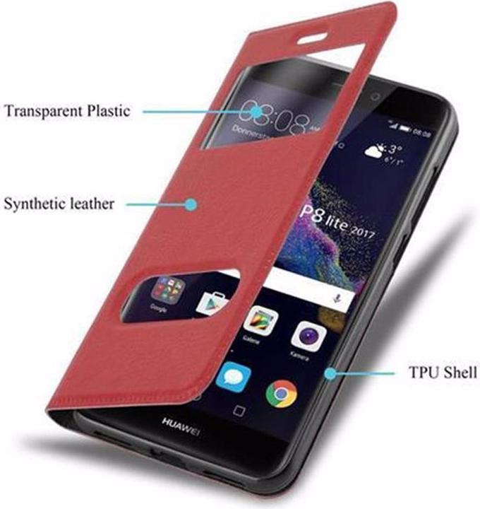 Actual product image Cadorabo Book with View double window cover (Huawei P8 Lite (2017), Huawei P9 Lite (2017))