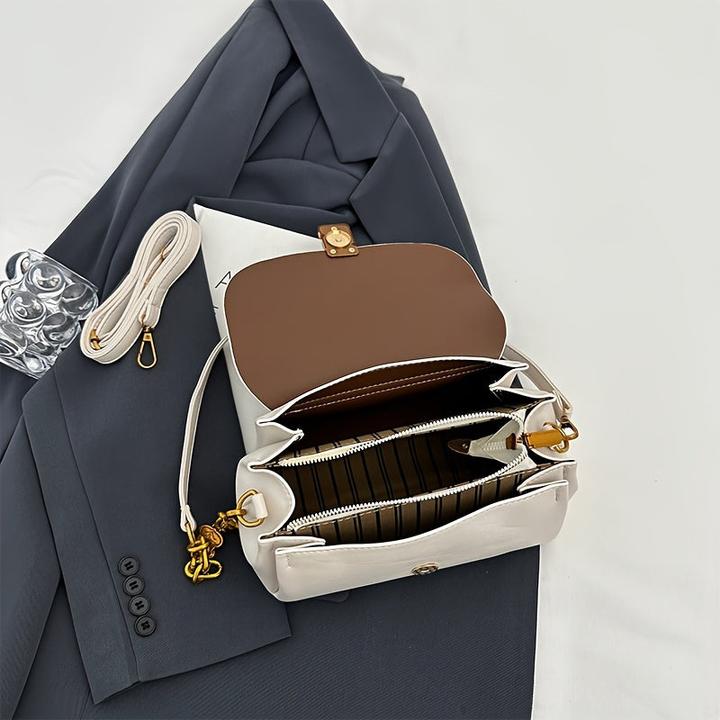 Actual product image Only-Bags.Store Elegante schwarze Kunstleder-Kreuztasche, einfarbig, verstellbarer Riemen, Reissverschluss