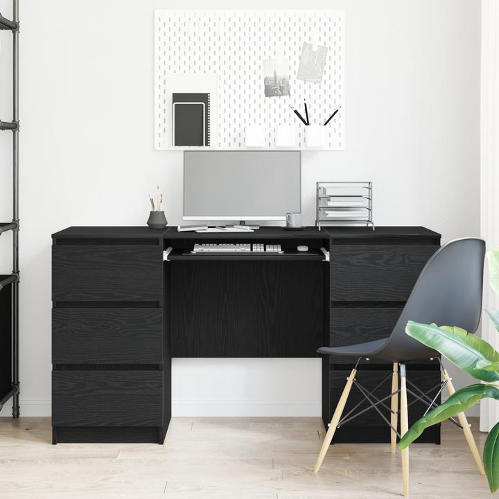 Produktbild VidaXL Schreibtische 2 Stück Schwarz Eiche 140x50x76 cm Holzwerkstoff (140 x 50 x 76 cm)