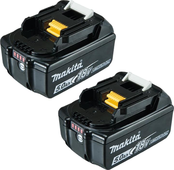 Produktbild Makita 2 x BL1850B Akkupack 18V/5,0Ah Li-Ion (Doppelpack) mit Ladestandsanzeige (18 V)