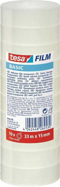 Produktbild tesa Schreibwaren-Klebeband Basic 3 m Transparent 10 Stück (15 mm)