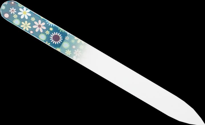 Produktbild Glasfeile - doppelseitig, geätzt in gehärtetem Glas, Blumen hellblau, Länge: 13,5cm