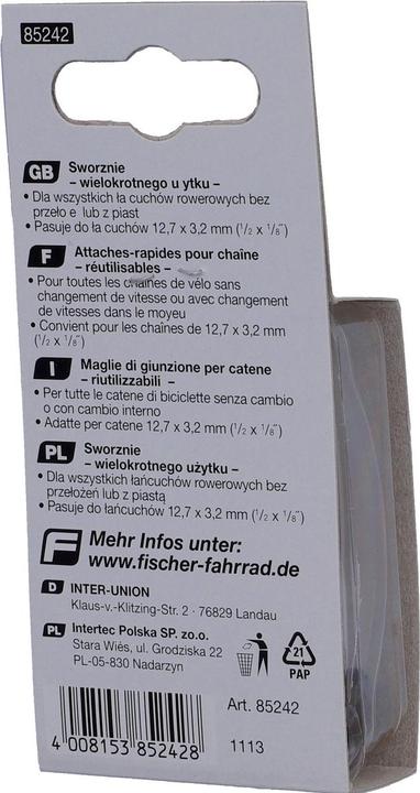 Produktbild Fischer Kettenverschlussglieder 1/2 x 1/8 2x