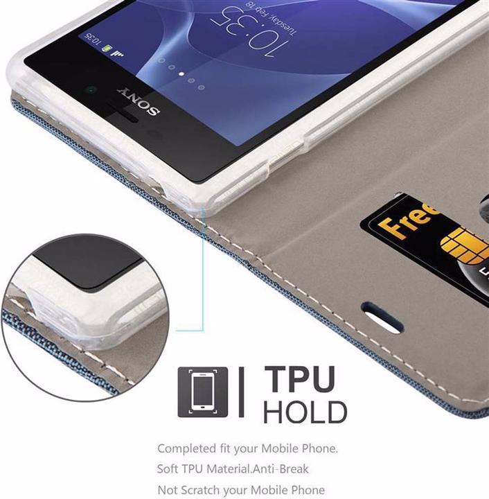 Produktbild Cadorabo Book Jeans Optik Cover (Sony Xperia M2 Aqua, Sony Xperia M2)