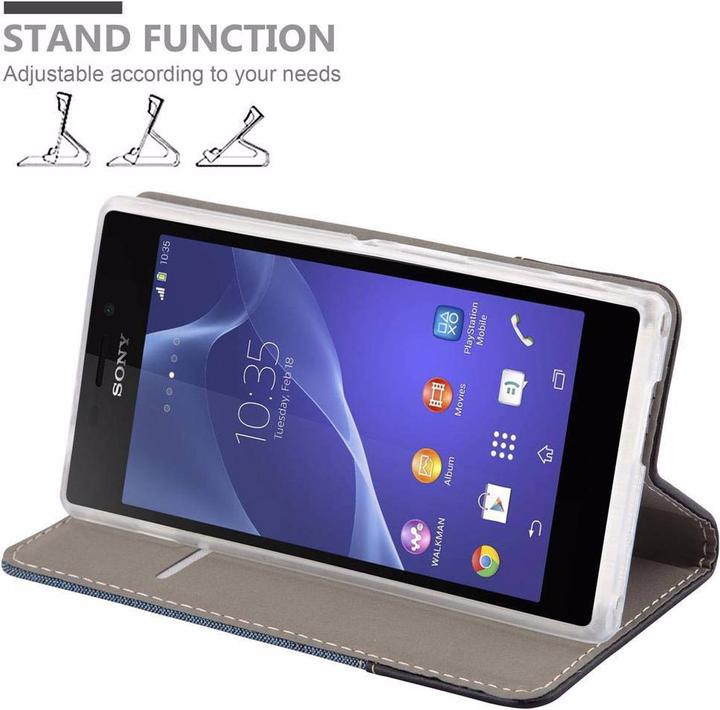 Produktbild Cadorabo Book Jeans Optik Cover (Sony Xperia M2 Aqua, Sony Xperia M2)
