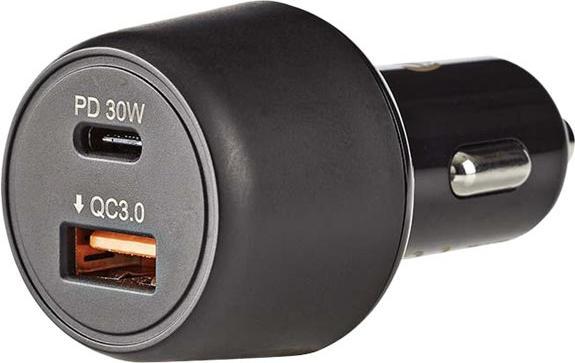 Actual product image Nedis 1xUSB-C PD 30W and 1xUSB-A QC3 Power Delivery black