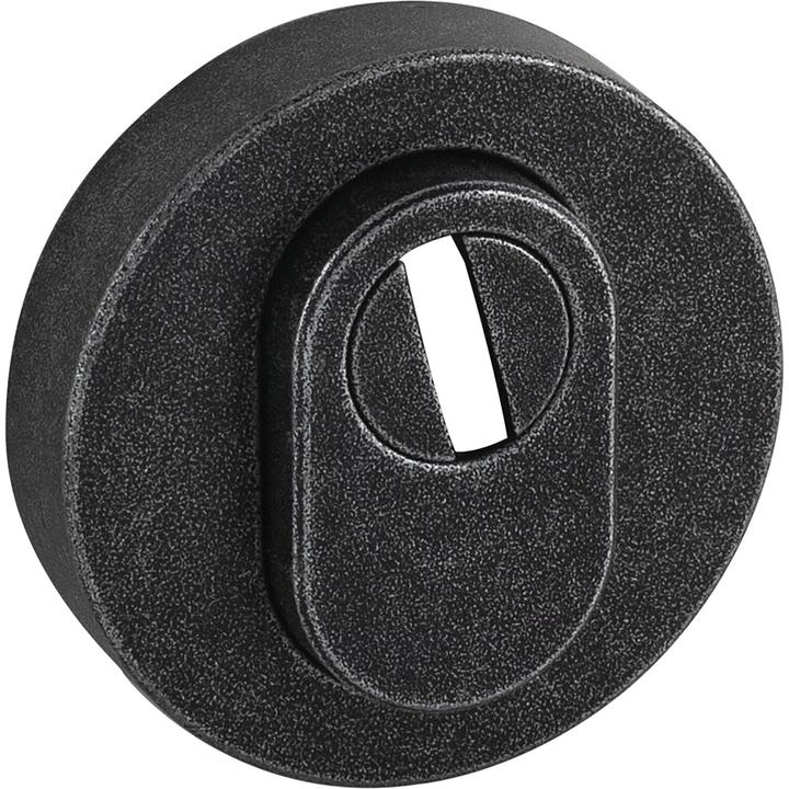Halcö Security escutcheon round - external, PZ, with KZS, galvanised black passivated (Door set)