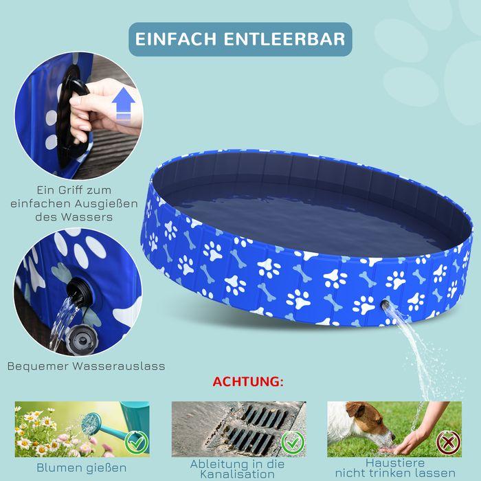 Produktbild Swisshandel24 Hundebadewanne Hundepool Badewanne Swimmingpool Wasserbecken für Hunde und Katzen faltbar Ø160 x 30H (Hundepool)
