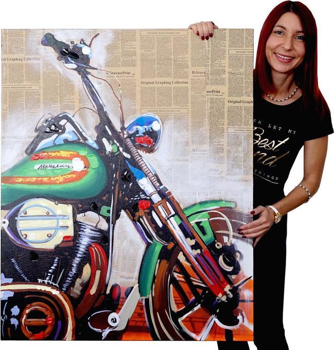Produktbild Swisshandel24 Ölgemälde Motorrad, 100% handgemaltes Wandbild Gemälde XL, 100x80cm (100 x 80 cm)