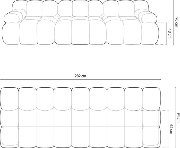 Actual product image Micadoni Modular Sofa, "Bellis", 3 Seats, 282x94x70Made in Europe (2 person sofa, 3-seater, 4-seater)