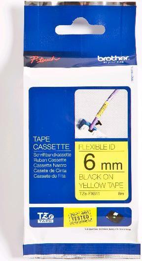 Produktbild Brother TZ FX611 6mmx8m, schwarz/gelb (0.60 cm, Gelb)