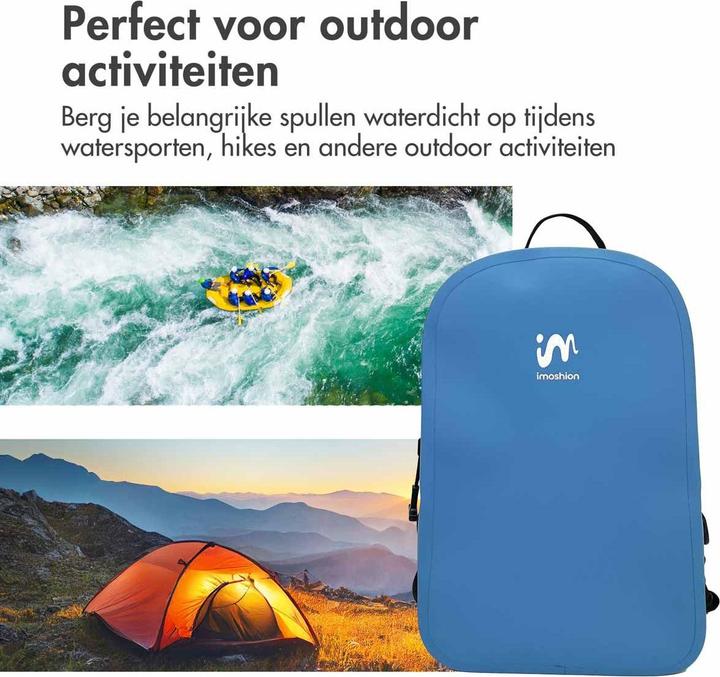 Actual product image iMoshion Air-Tight Waterdichte Rugzak - Large - 20 L - Waterproof Rugtas - Soft Blue (20 l)