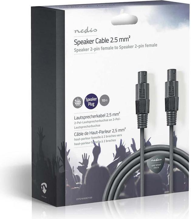 Actual product image Nedis Loudspeaker cable 48 x 0.20 mm copper 10.0 m round PVC dark grey cardboard packaging (10 m, 0.20 mm²)
