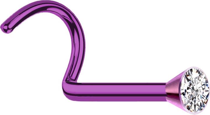 Immagine prodotto Star Piercing Nasenstecker gebogen violett mit Kristall silber (Titanio G23)