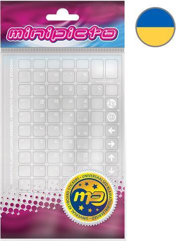 Actual product image Minipicto keyboard stickers UKR, transparent/matt (KB-UNICLR-UKR-WHTMATT)