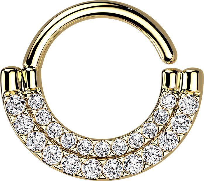 Image du produit Star Piercing Micro piercing anneau 14k plaqué or bouclier double front cristaux argent (Laiton)