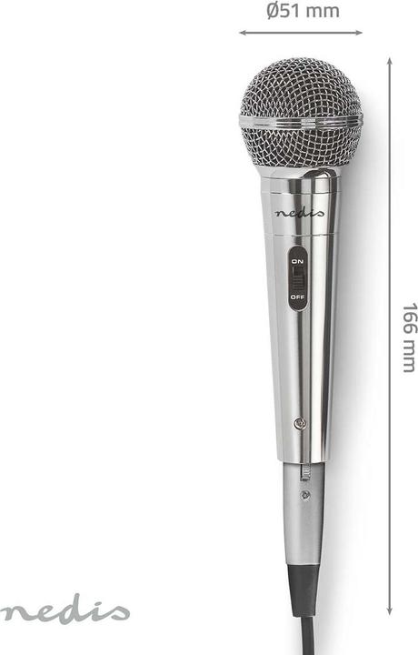 Produktbild Nedis MPWD45GY Kabelgebundenes Mikrofon Empfindlichkeit -72 dB +/-3 dB 60 Hz - 14 kHz 5,0 m