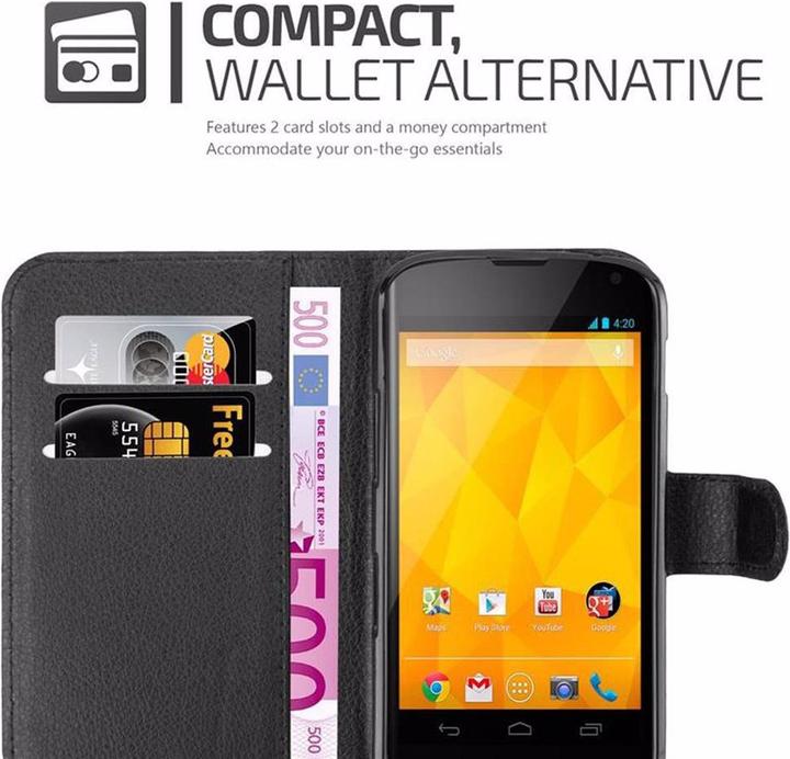 Actual product image Cadorabo Book with stand function cover (LG Nexus 4)