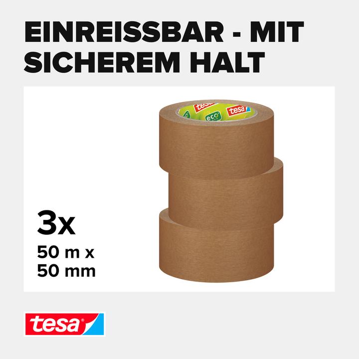Actual product image tesa Tesapack 3x PAPER ecoLogo packing tape (50 mm)