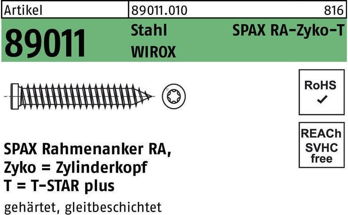 Produktbild Spax Rahmenanker mit Zylinderkopf ®-RA (100 Schrauben pro Stück)