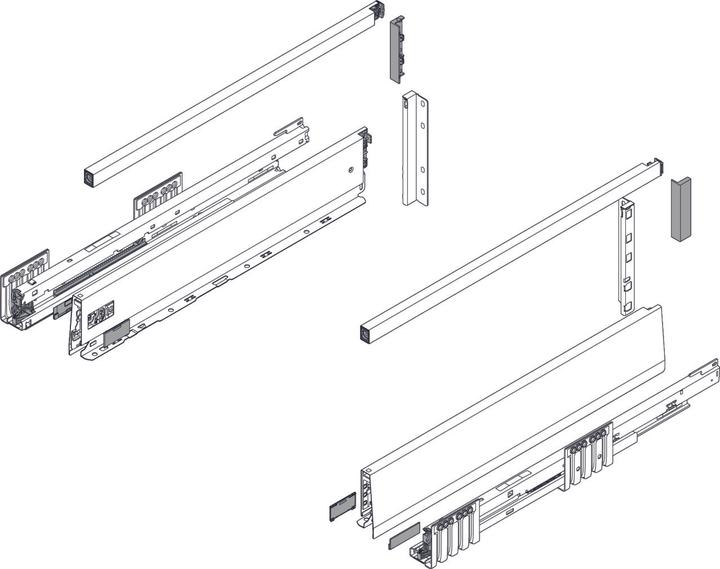Actual product image Blum Front drawer complete set Merivobox M/E, with railing, with body