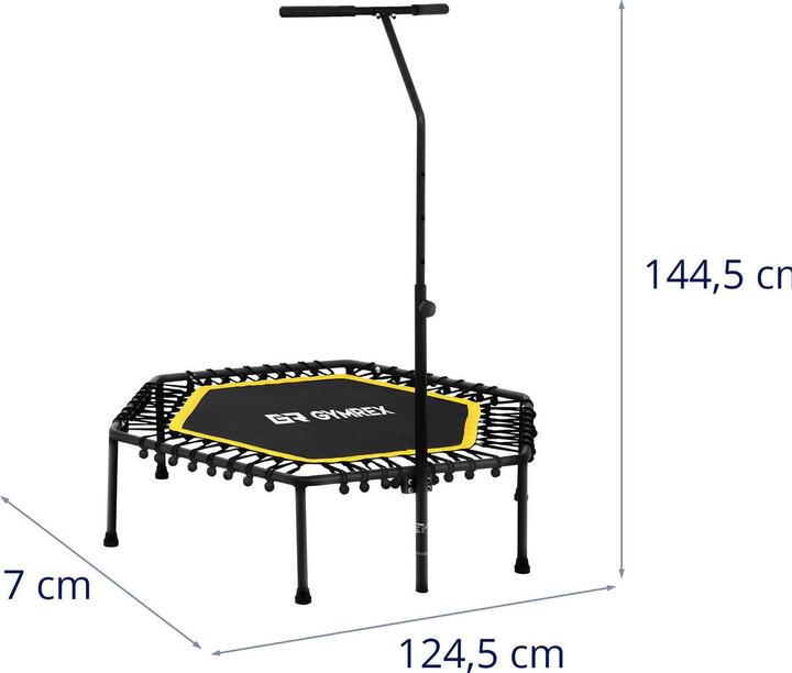 Image du produit Gymrex Trampoline de fitness avec barre de maintien - Jaune