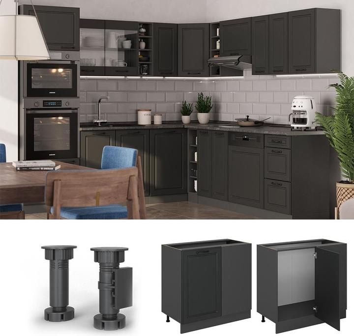 Produktbild Vicco Eckunterschrank R-Line, Anthrazit Landhaus/Anthrazit, 86 cm AP Marmor