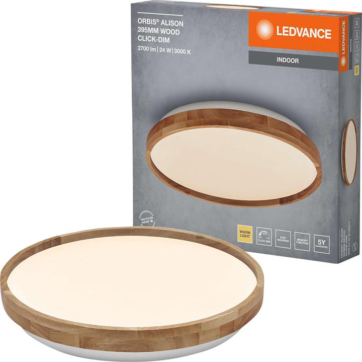 Immagine prodotto Ledvance Plafoniera LED 4099854283581, con anello in legno, 24W, 1500lm, 3000K (1500 lm)