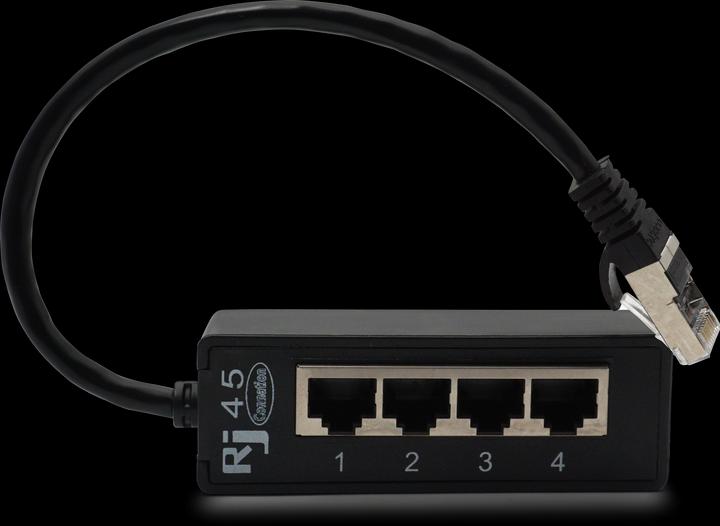 Produktbild Apfelkiste 4-fach Ethernet LAN RJ45 Netzwerk Adapter Splitter Cat7 / Cat6 / Cat5 - Schwarz