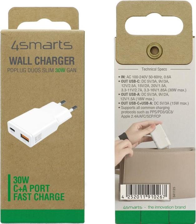 Immagine prodotto 4smarts Caricabatterie PDPlug Slim Duos 30W GaN 1C+1A (30 W)