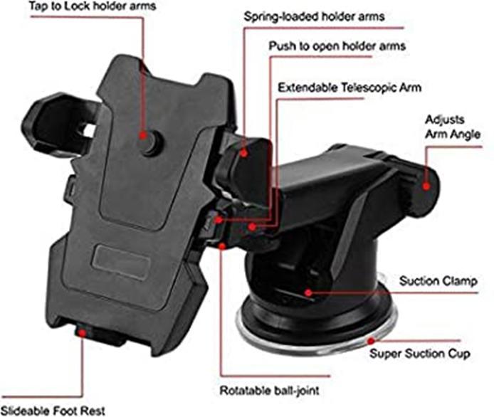 Immagine prodotto PhoneLook Supporto per telefono estensibile con rotazione a 360° e tecnologia Quick One Touch