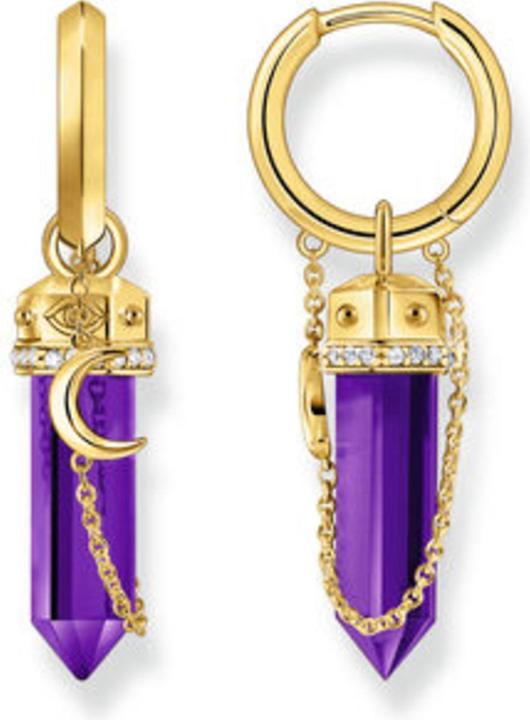 Thomas Sabo Creolen mit Anhänger aus imitiertem Amethyst vergoldet (925er Silber/Silber)