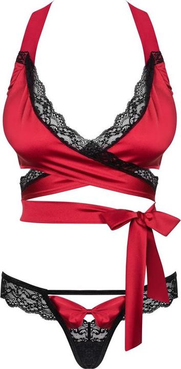 Productafbeelding Obsessive Sensuelia 2-delig lingeriesetje met wikkeltop rood (L)