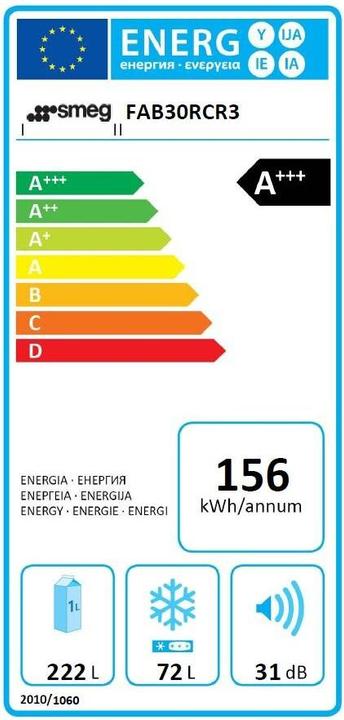 Energie-Label Smeg Retro Style FAB30RCR5 (294 l)