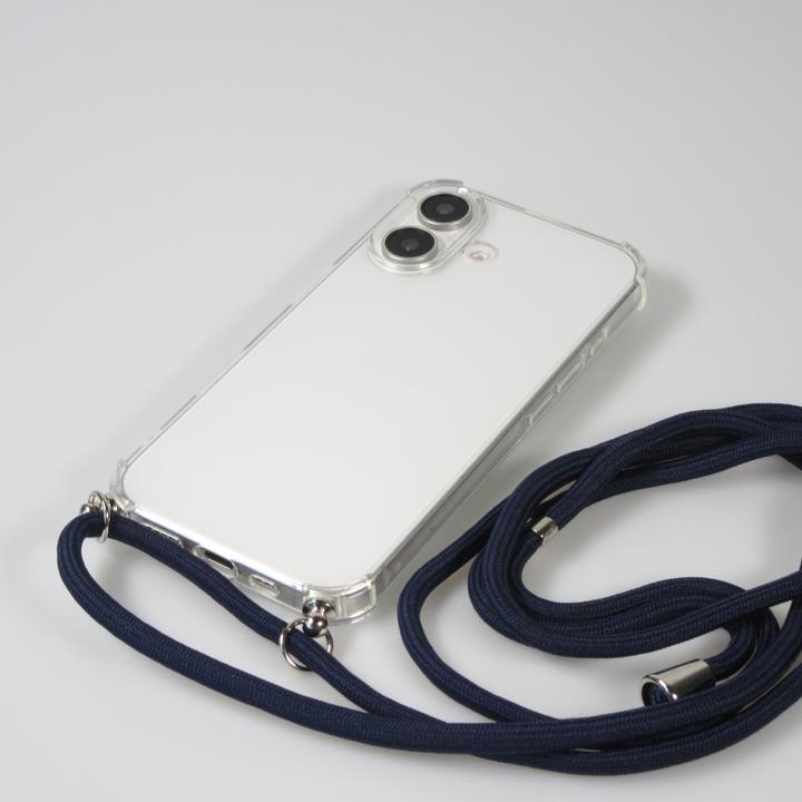 Produktbild PhoneLook Hülle Gummi transparent mit Seil blau (Apple iPhone 16 Plus)