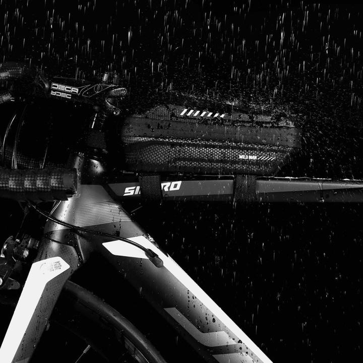 Actual product image Wildman Bicycle accessory traveling bag for bike frame with zipper 1L ES5 black (1 l, Luggage carrier bag)
