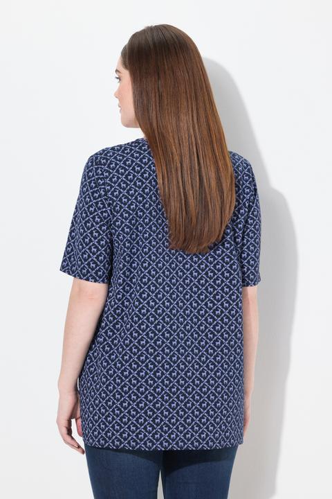 Produktbild Ulla Popken T-Shirt, Trachtenmuster, A-Linie, V-Ausschnitt, Halbarm (62)