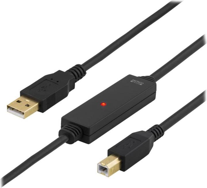 Immagine prodotto Deltaco Cavo USB 2.0 "AB", 10 m, attivo, nero (10 m, USB 2.0)