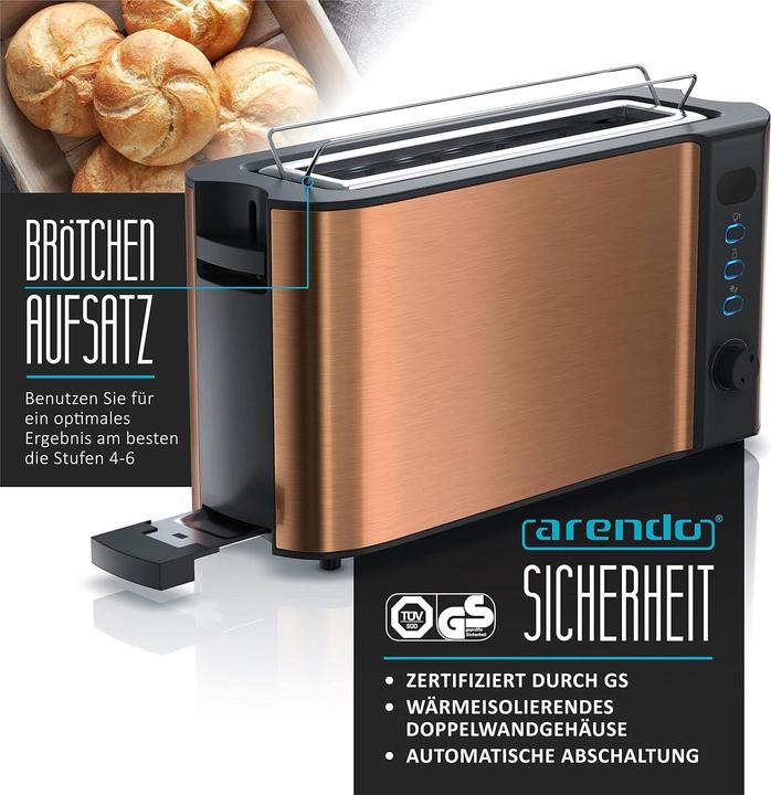 Immagine prodotto Arendo Langschlitz Toaster mit Brötchenaufsatz
