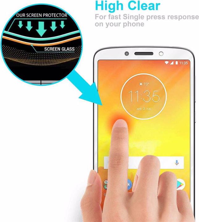 Actual product image Cadorabo Full screen display protection glass (1 Piece, Motorola Moto E5, Motorola Moto G6 Play)