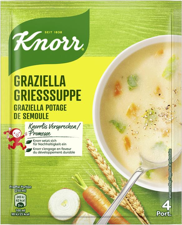Produktbild Knorr Graziella Suppe Beutel, Hartweizengriess mit Zwiebeln, Rüebli & Lauch, in 10 Minuten zubereitet