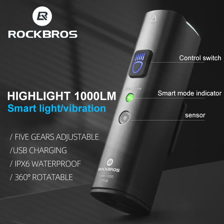 Actual product image Rockbros V9M-1000 front bicycle light 1000lm - black (1000 lm)