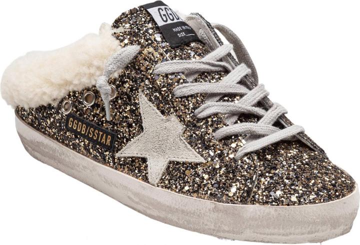 Actual product image Golden Goose sneakers super star in glitter color black/gold (38)