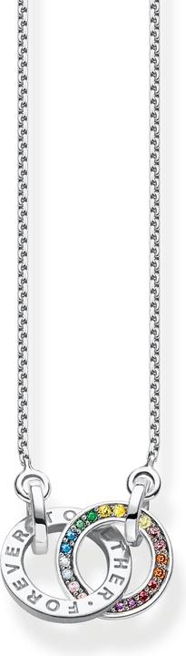 Thomas Sabo Halskette Together mit Zwei Ringen Bunten Steinen Silber Geschwärzt (925er Silber, 50 - 55 cm)