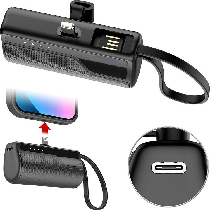 Produktbild Revolt Mini-Powerbank für iPhone und iPad, 8-PIN-Stecker, 4.500 mAh, 10 Watt (4500 mAh, 10 W)