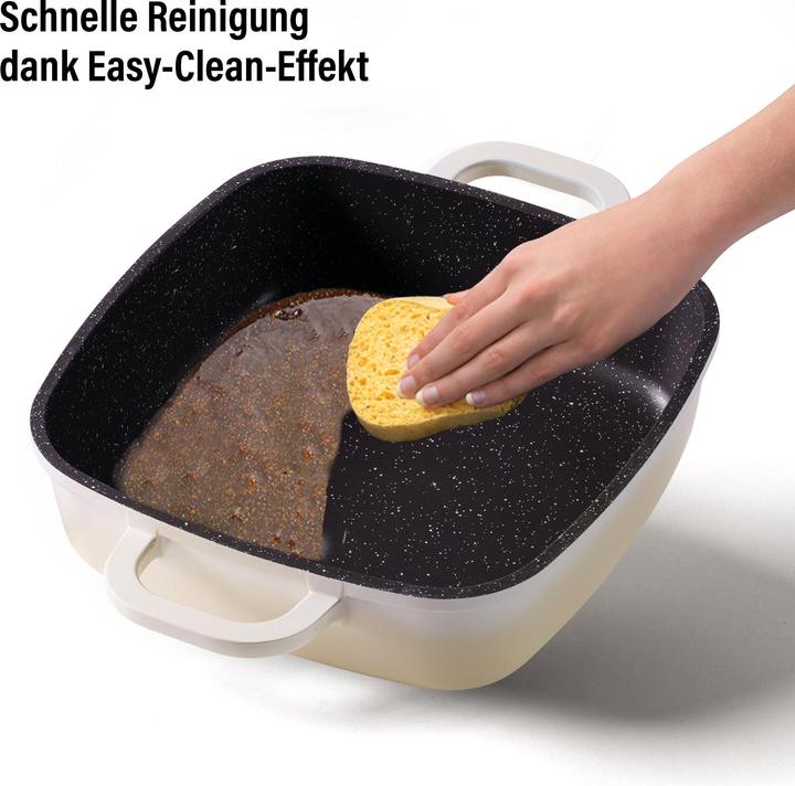 Produktbild Stoneline Creme Servierpfanne 20 x 20 cm mit Aroma Glasdeckel, Eckpfanne (Pfannenset + Topfset, Keramik)